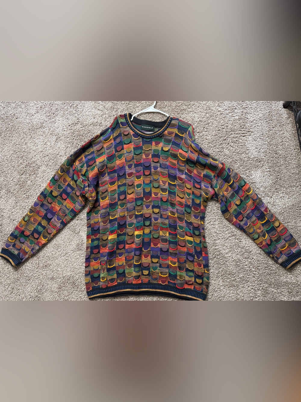Tundra Multicolor Patchwork Knit Sweater - Green, Purple, Red, Yellow, Blue